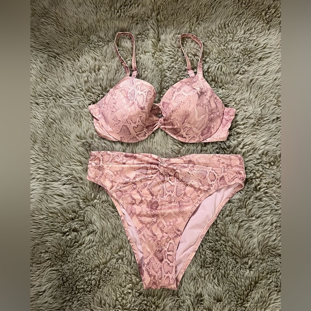 Victorias Secret Pink Snake Print Bikini Set
